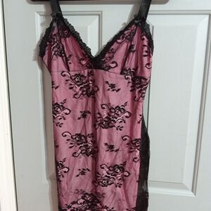 Pink and Black Lace Mini Dress